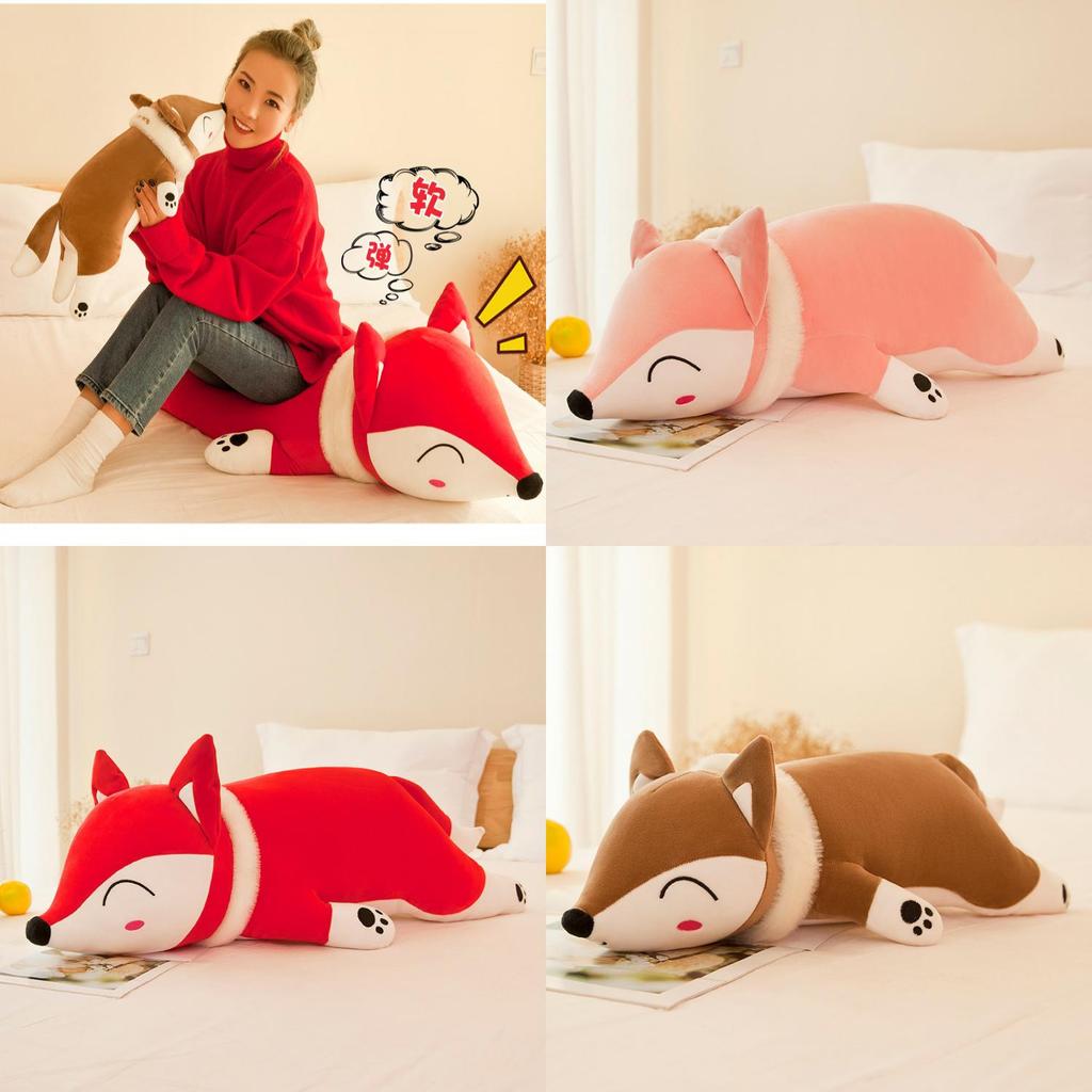Large Fox Plush Toy Soft Stuffed Animal Pillow Creative Gift For Girls Birthday Present 35cm 50cm 60cm 70cm 90cm 1.2m