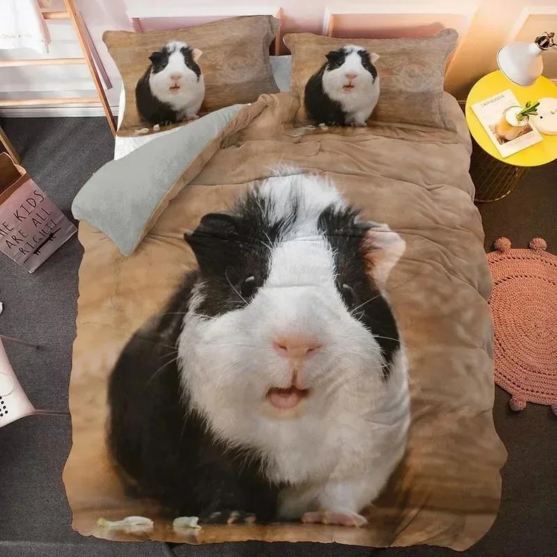 Guinea Pig Bedding Set Cute Mouse 3D Duvet Cover Animal Comforter Cover for Kids Boys Girls Teen Soft Twin Polyester Quilt Cover