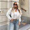 Women Jacket Cropped Bomber Jackets for Women Beige Black Tweed Jacket Woman Fashion Long Sleeve In Short Coats