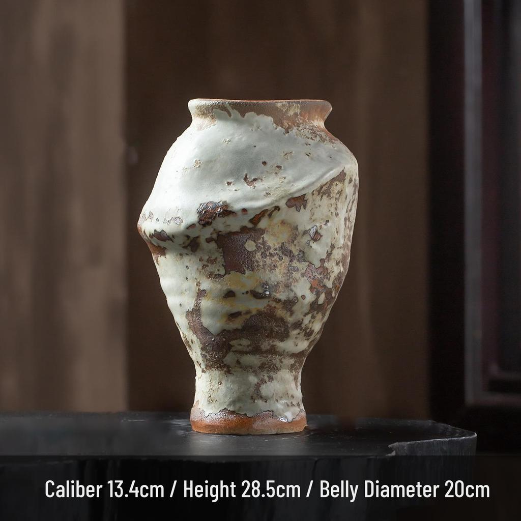 Wabi-Sabi Retro Ceramic Vase for Living Room or Tea Room – Vintage Chinese Style Flower Arrangement Ornament