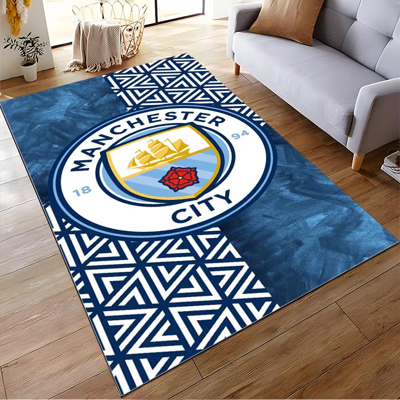 Manchester City Logo Design Rug, Blue Pattern Non-slip rug suitable for living room and bedroom sofas sofas
