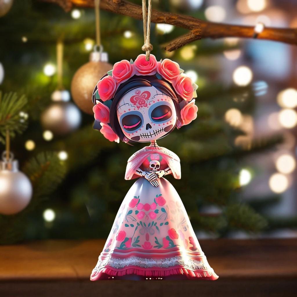 Of Day The Dead Theme Girl Pattern Acrylic Pendant For Decoration Festival