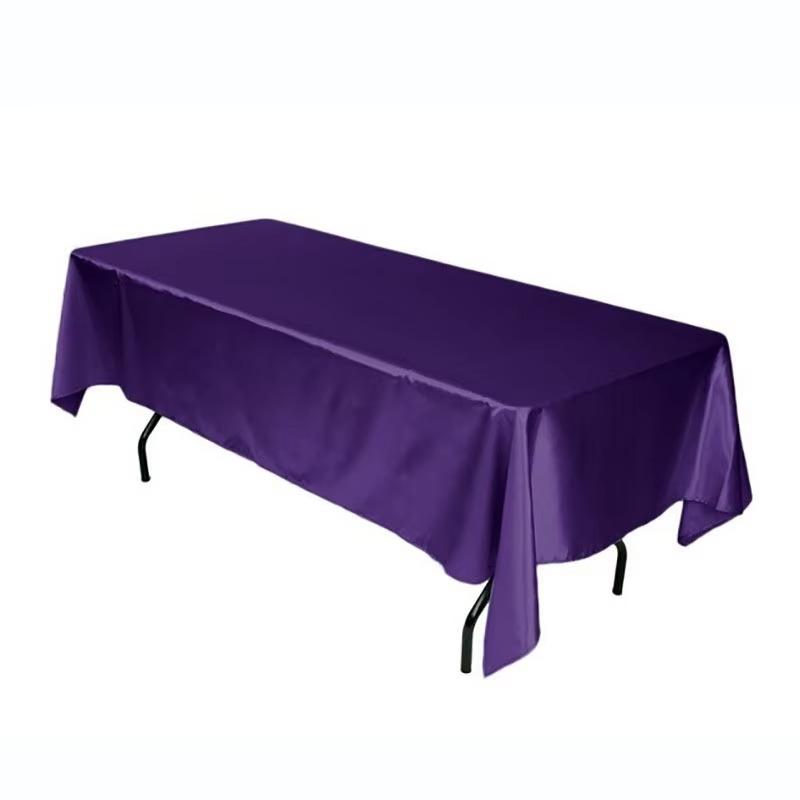 Tablecloth 1PCS Hotel Banquet Wedding Scene Solid Color Rectangular Silk Satin Cloth Table High-end Decoration