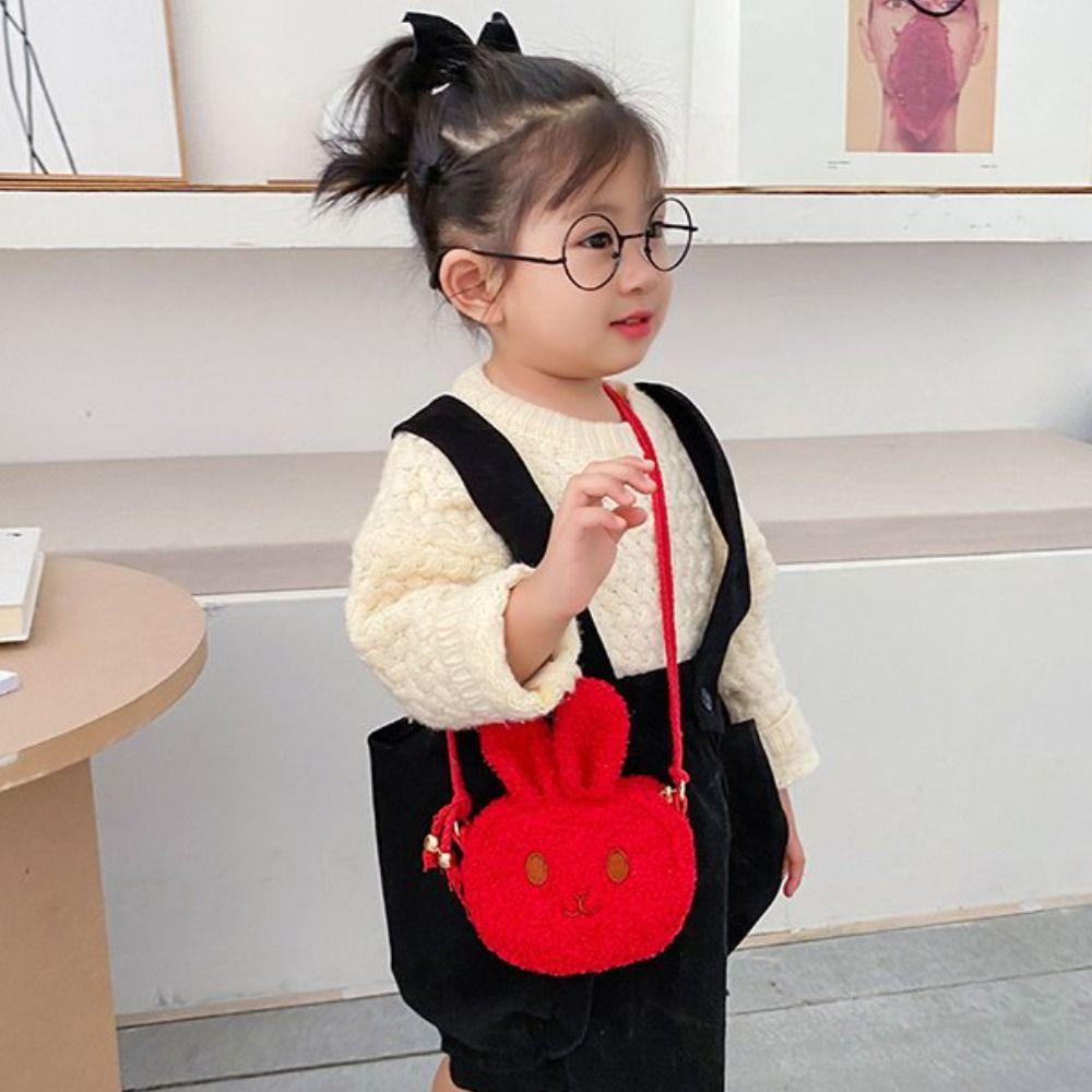 Kids Purses New Year Gift Plush Handbag Rabbit Shoulder Bag Messenger Bag Crossbody Bag Coins Bag
