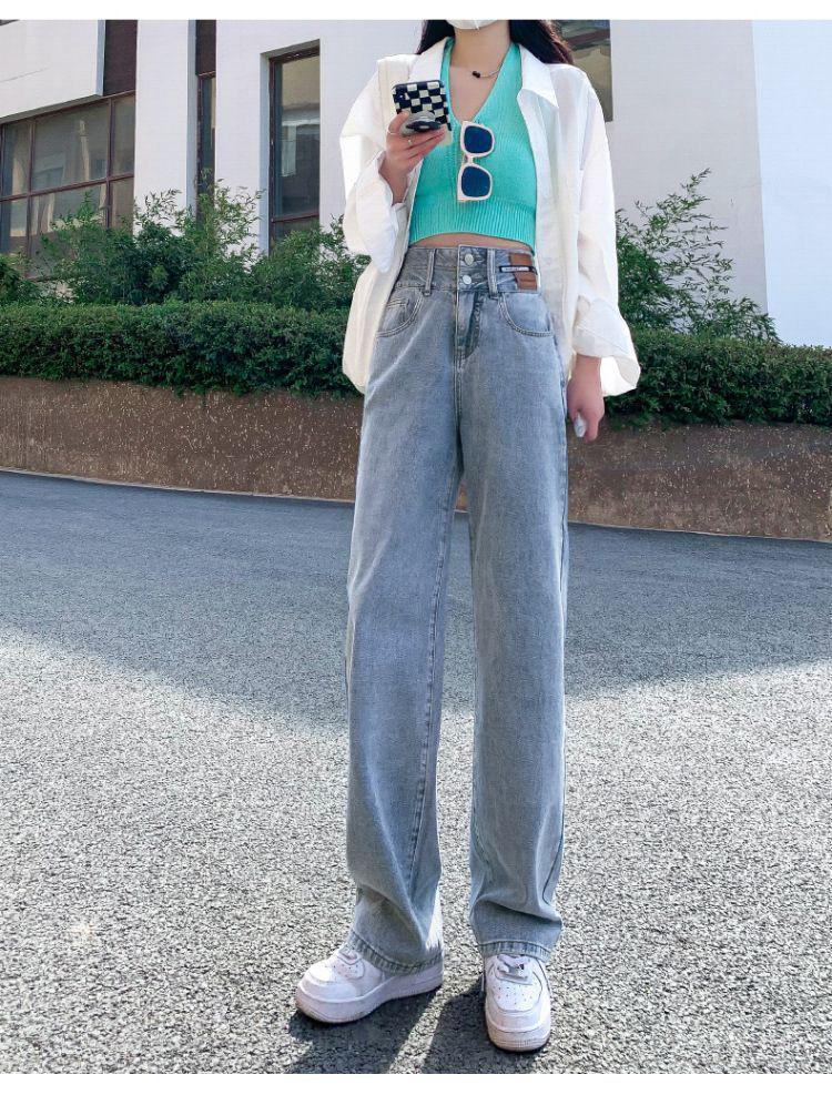 Women's High-Waisted Wide-Leg Jeans - 2025 Spring/Autumn Collection, Versatile, Slimming, Floor-Length, Trendy.