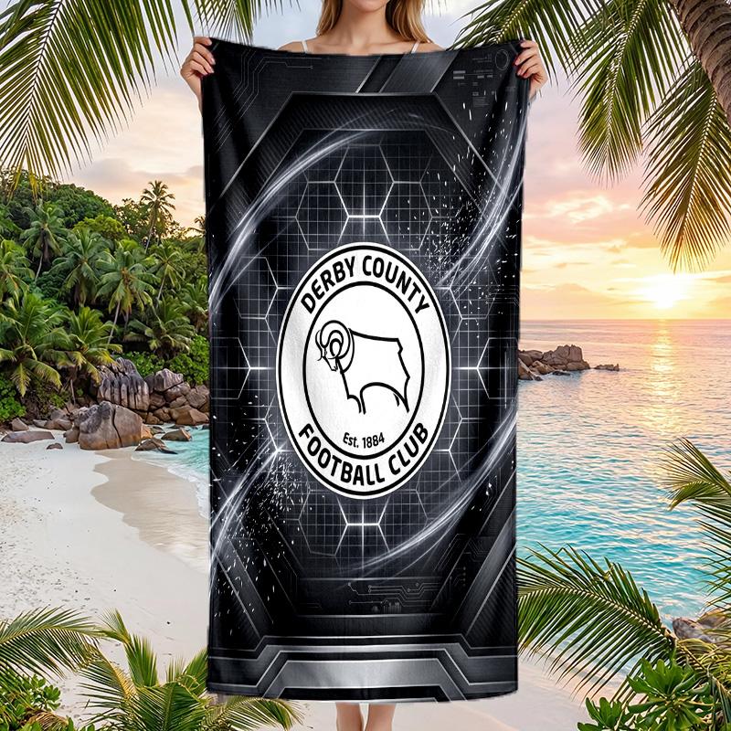 Asciugamano da Spiaggia Derby County Football Morbido Microfibra Asciugamano Estivo Asciugatura Rapida Assorbente per Spiaggia Piscina Viaggio