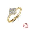 ORSA JEWELS Sparkling 925 Silver Clover Open Ring With 8A Premium Cubic Zirconia Jewelry for Women Luxury Gift LZR43