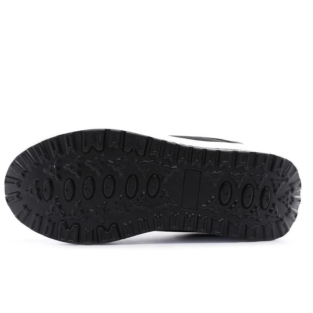 Women's black and white PU walking shoes fashionable thick soled lace up ankle boots suitable for casual office and party wear