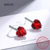 Heart Genuine Natural Garnet Red Ruby 925 Sterling Silver Stud Earrings for Women Fashion Statement Gemstone Jewelry Oorbellen