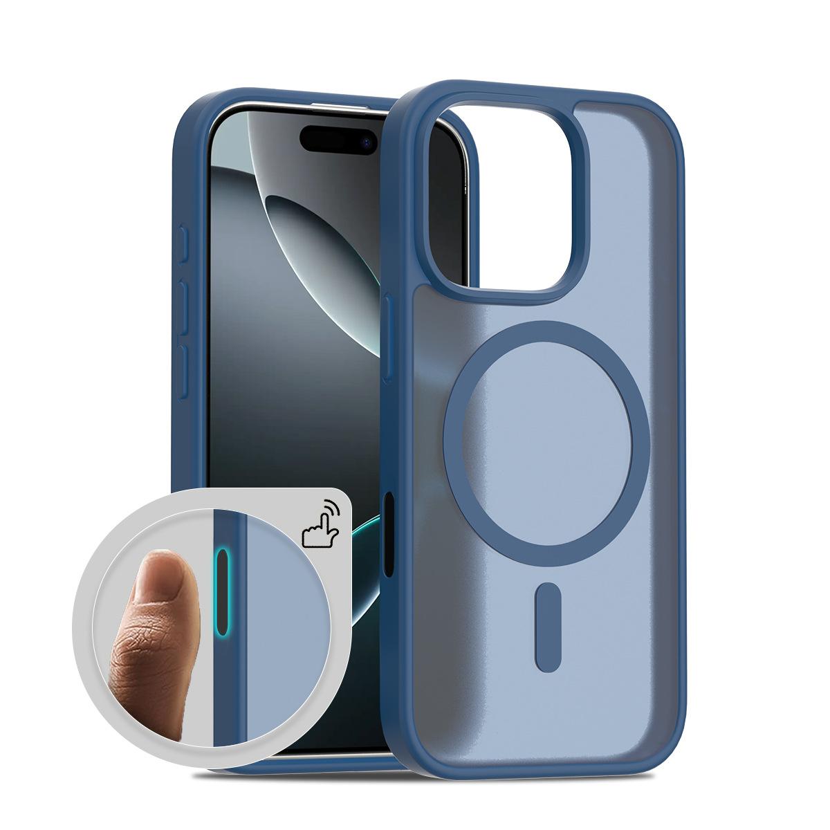 Suitable for Apple 17pro Max Transparent Black Two-in-one Mobile Phone Case Frosted Magnetic AI Smart Button 16e Mobile Phone Case iphone16