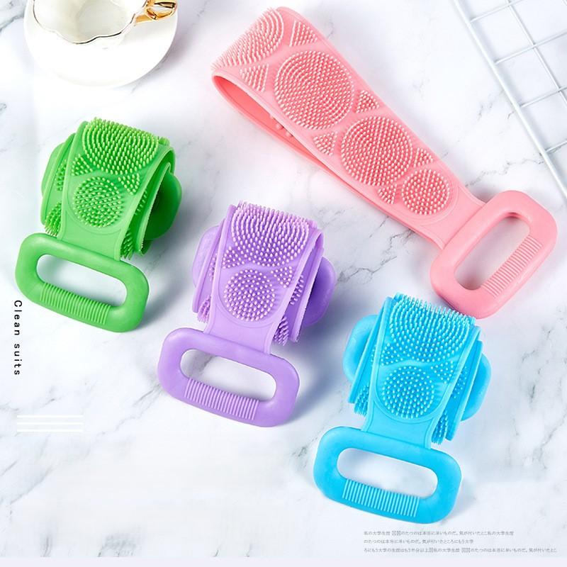 Silicone Scrub Sponge - Powerful Exfoliator Unisex Long Back Scrubber Dead Skin Removal Bath Brush