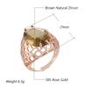 Fashion Oval Brown Natural Zircon Big Rings For Women Simple  Rose Gold Color High Quality Ethnic Bride Wedding Jewelry