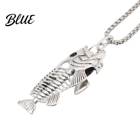 Non-fading Metal Necklace Fish Bone Necklace Punk Street Style Hollow