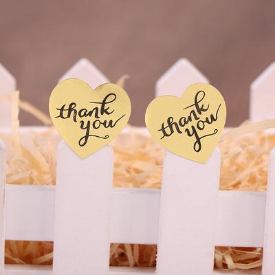 500 Adesivos de Agradecimento Mini Artesanato DIY Etiquetas Douradas em Forma de Coração Lembrancinha de Casamento