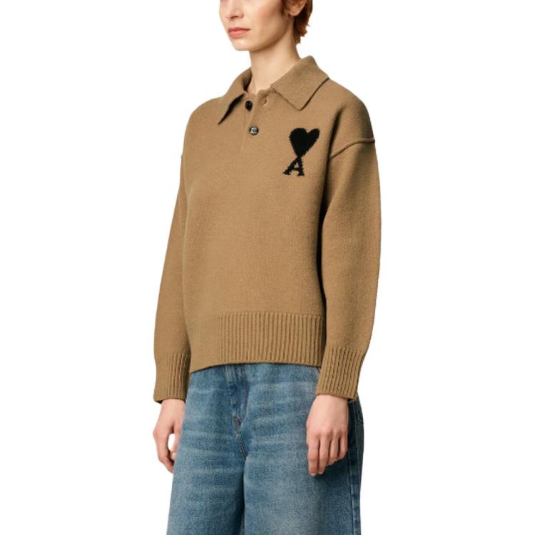 Ami Paris Ami De Coeur Logo Intarsien Strickpullover UPL409-018-288