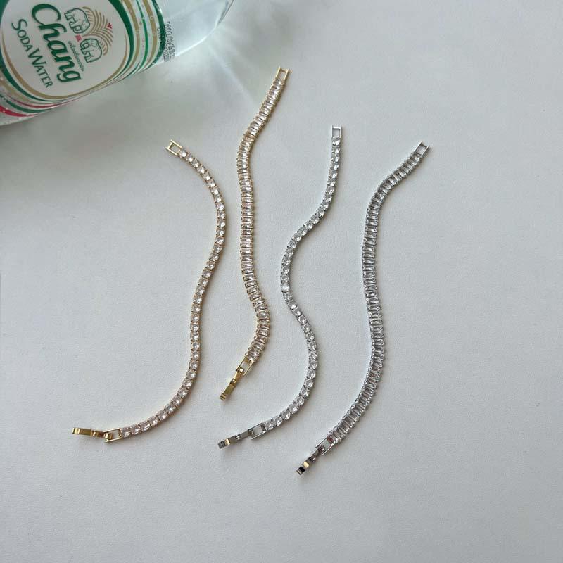 "Elegant Zircon Diamond Copper Bracelet - Luxurious European & American Cold Style Design for Women"