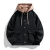 Spring And Autumn New Fake Two Piece Jacket Hooded Jacket Men'S Baseball Jacket Trendy Brand Versatile Casual Loose Work Jacket