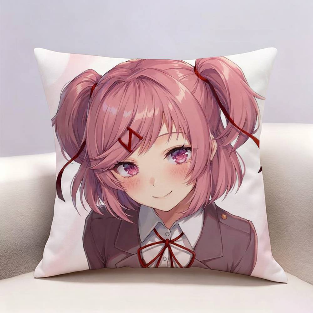 DDLC Natsuki Doublesided print Pillow Case Pattern Printed Pillowcase For Living Room Sofa Cushion Cover
