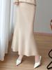 Women's Mid-Length Fishtail Wool Skirt: Elastic Waist, Solid Color, Casual & Versatile