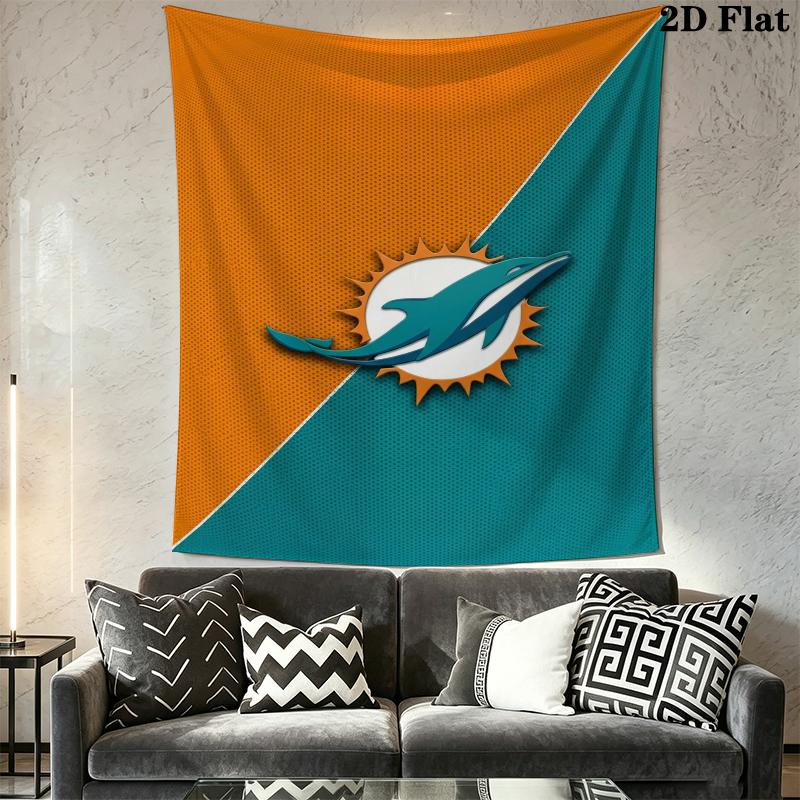 Miami Dolphins Wandteppich Ästhetisches Wandbehang Gedruckter Stoffdecke Dekorative Wandteppiche für Schlafzimmer Wohnzimmer Heimdekoration