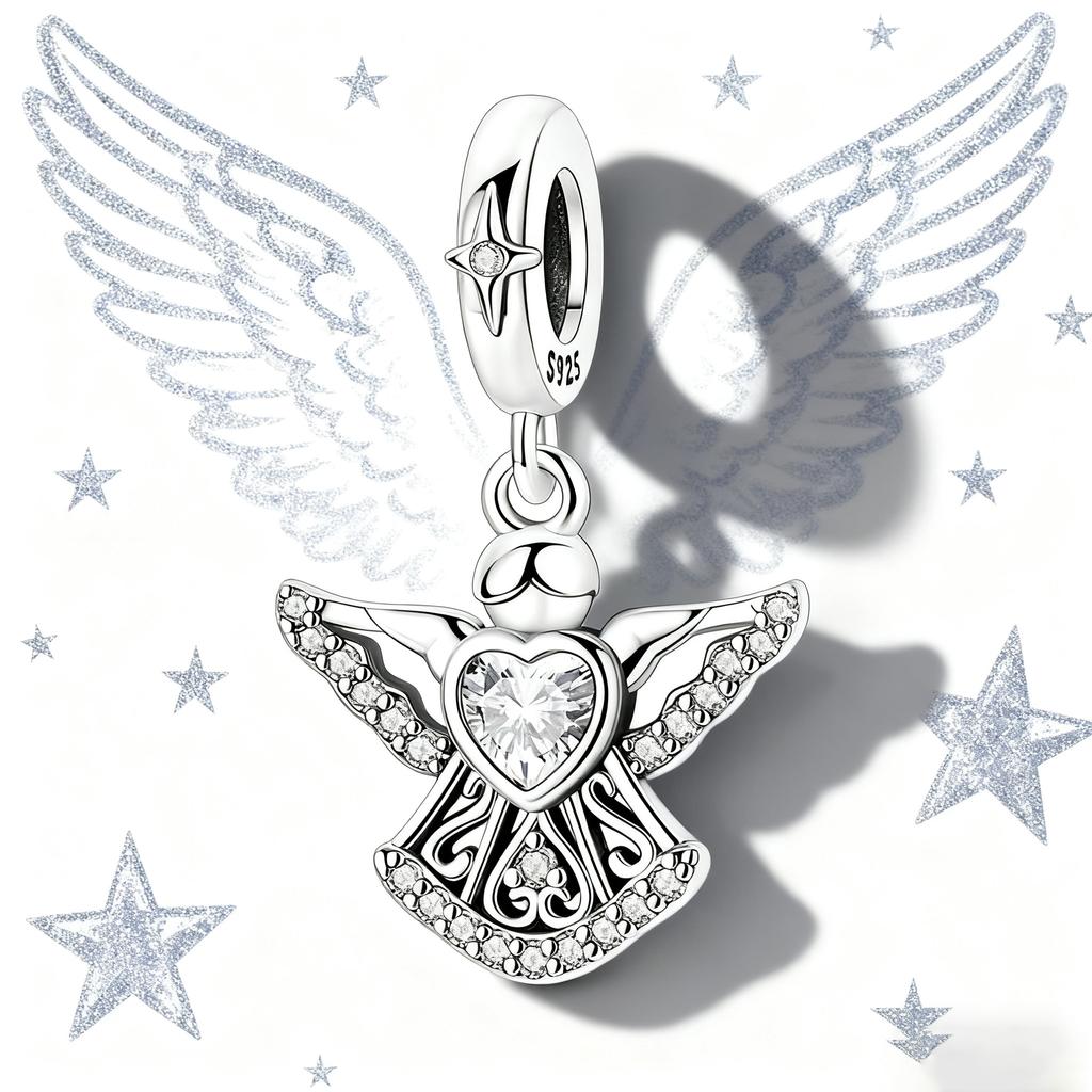 copper Angels Heart Angel wings Pendant Bead Charms Compatible With Charm Bracelets for Women Fine Jewellery Making