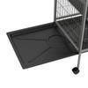 Multifunctional rodent cage with 4 platforms, 3 ramps, and 4 doors. Dimensions: 80L x 52W x 159H cm. Silver-grey/black steel.