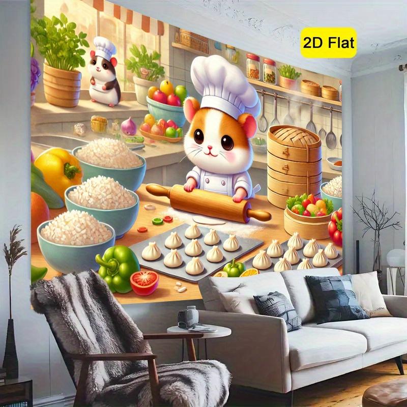 1 piece of 2D plane, the delicious food of the mouse chef, polyester fiber photography 2D background cloth