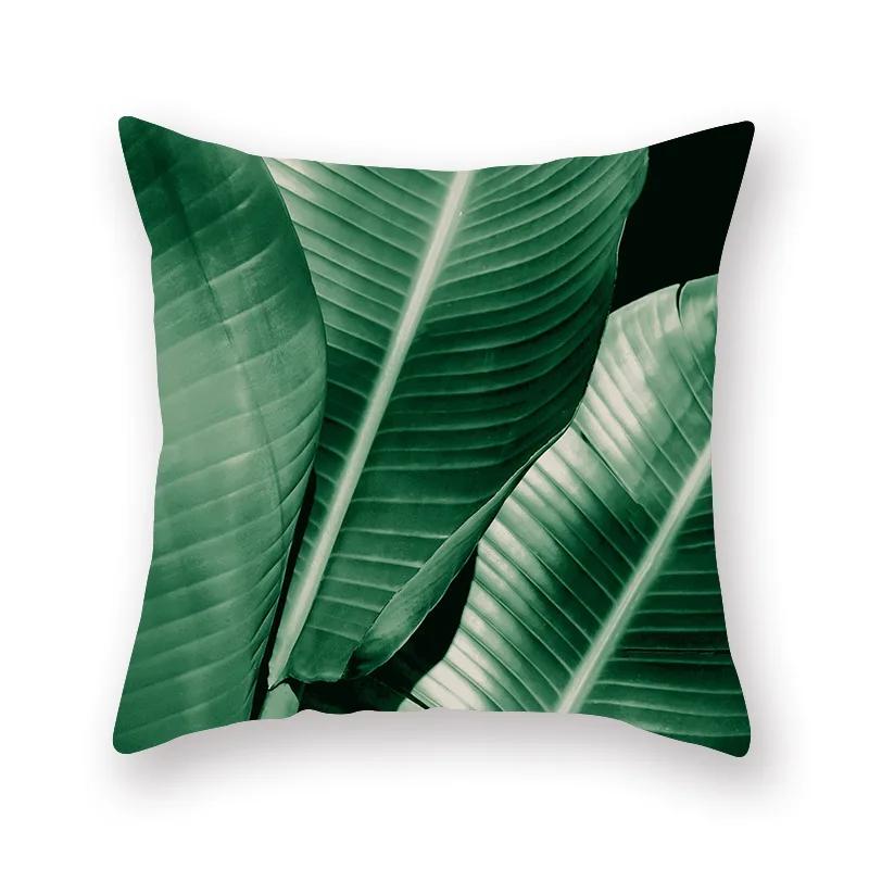 Polyester Decorative Throw Pillows Case Tropical Green Plants Palm Sofa Cushion Cover For Home Living Room Decoration