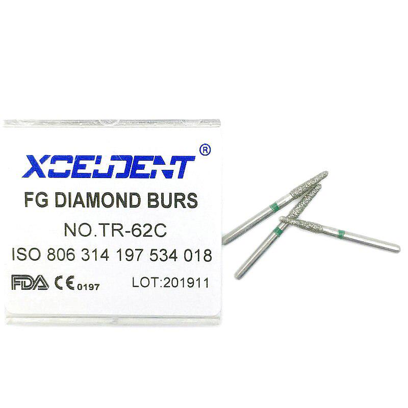 1 caixa de brocas de diamante dental para peça de mão de alta velocidade fg grosso 1.6mm TR-62C ferramentas de dentista