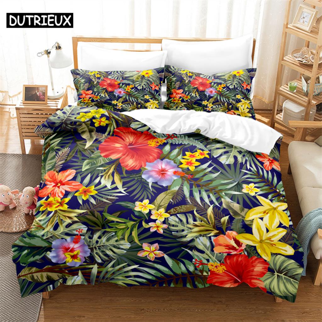 Comforter 3D Digital Printing Fashion Design Queen Size Cartoon Beautiful Flower Bedding Set