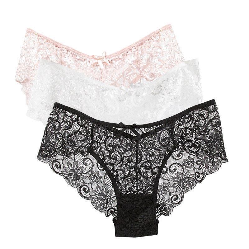 Womem Sexy Lace Panties Floral Hollow Soft Comfort Briefs Lingerie Underwear 3 Pieces