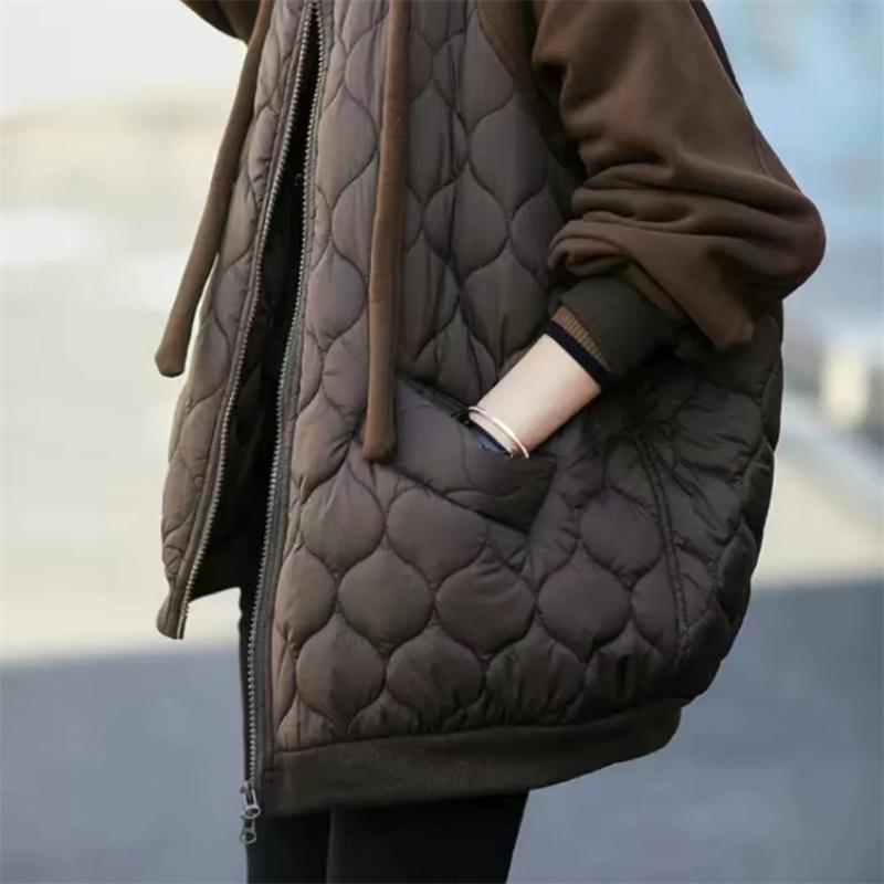 Winter Down Cotton Jacket Women Zipper Loose Padded Coat Female Solid Thicken Hooded Warm Puffer Parkas Jackets Outerwe