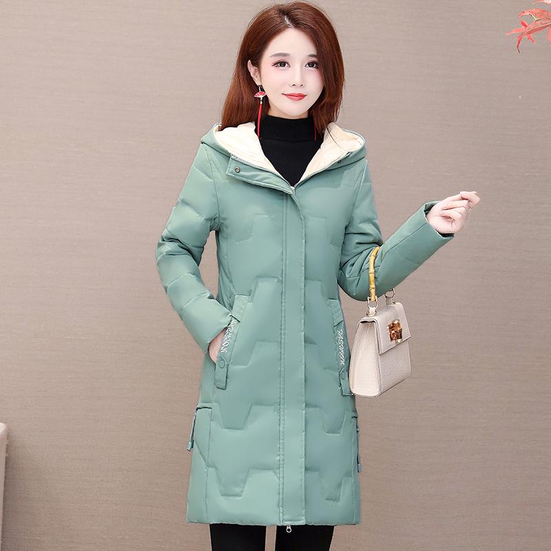 Women's Mid-Length Korean Style Down Jacket - Hooded, Thickened, Warm 90% White Duck Down Winter Coat