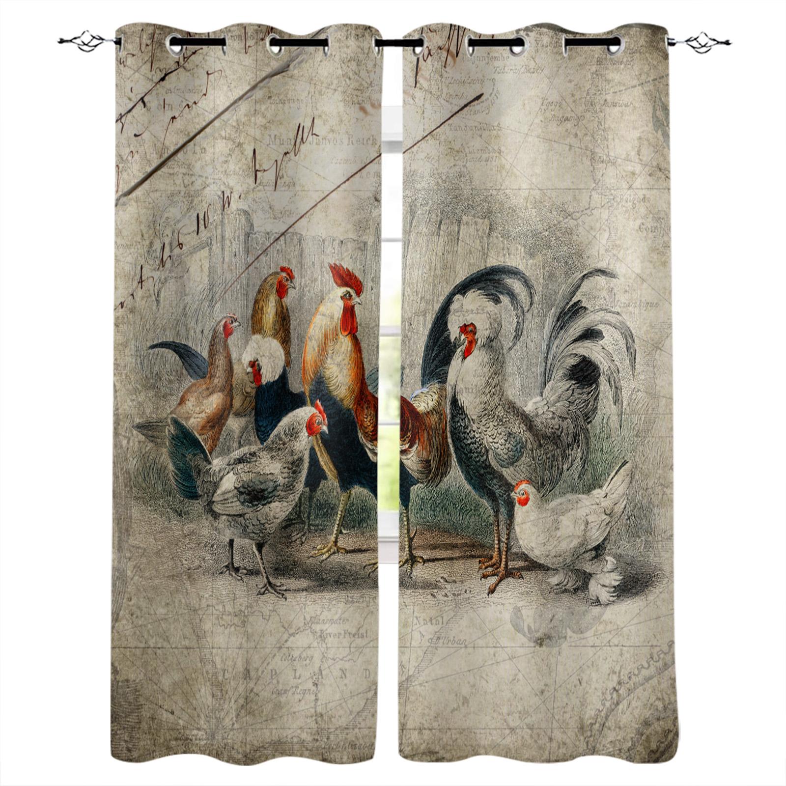 

Життя на фермі Півень Курка Соняшник Домашній Декор Віконні Штори Спальня Кухня Штори Панно Штори для Вітальні 70W x 100H(cm) x2