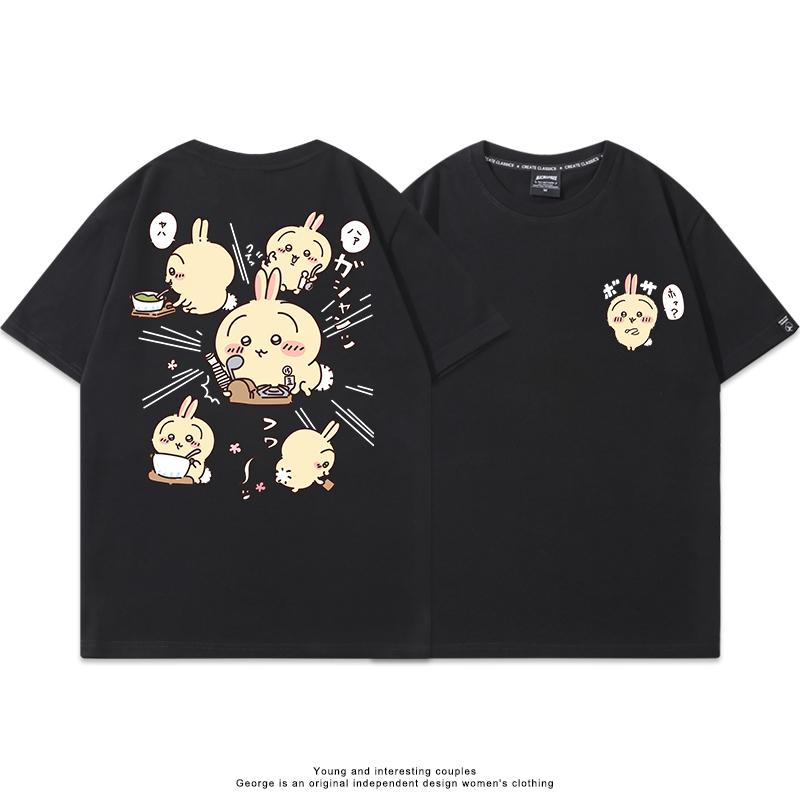 MINISO Hachiware Usagi Japan Cute Cartoon Y2K Womens and mens TShirt Hippie ShortSleeve tshirt Summer ONeck Oversize Clothes