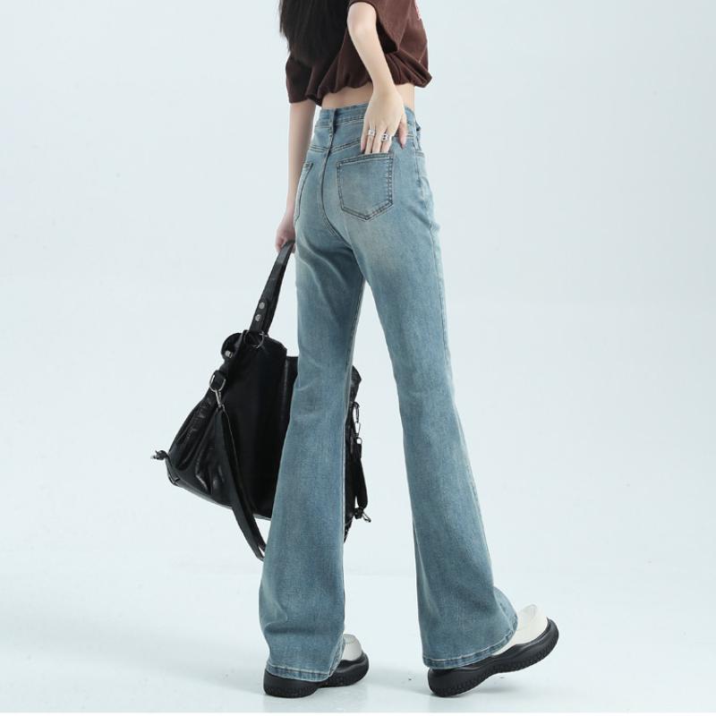 New Autumn Streetwear High Waist Loose Slim Stretchy Korean stytle Vintage Casual Comfortable Jeans For Women Flare Jeans Pants