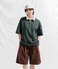JEMUT Work Oversized Collared Short Sleeve T-Shirt Ash Khaki Sost2568