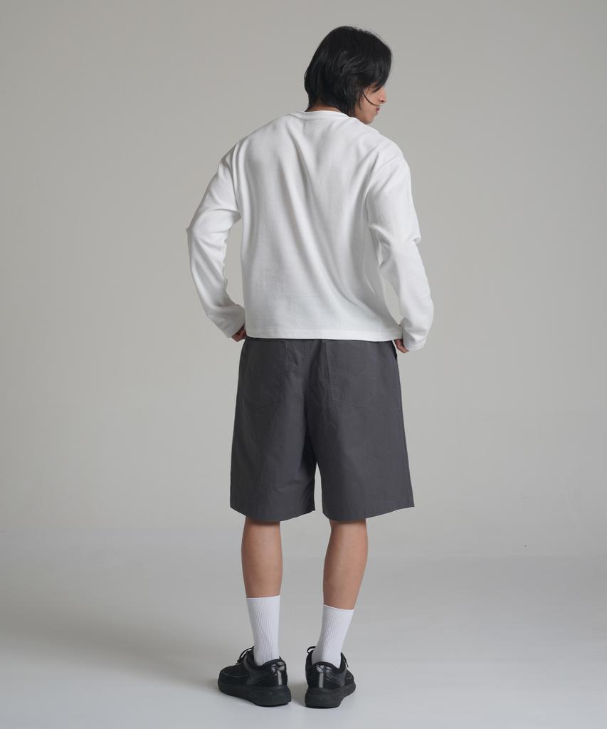 Noming Chino One-Pleat Pocket Wide Bermuda Shorts - Charcoal