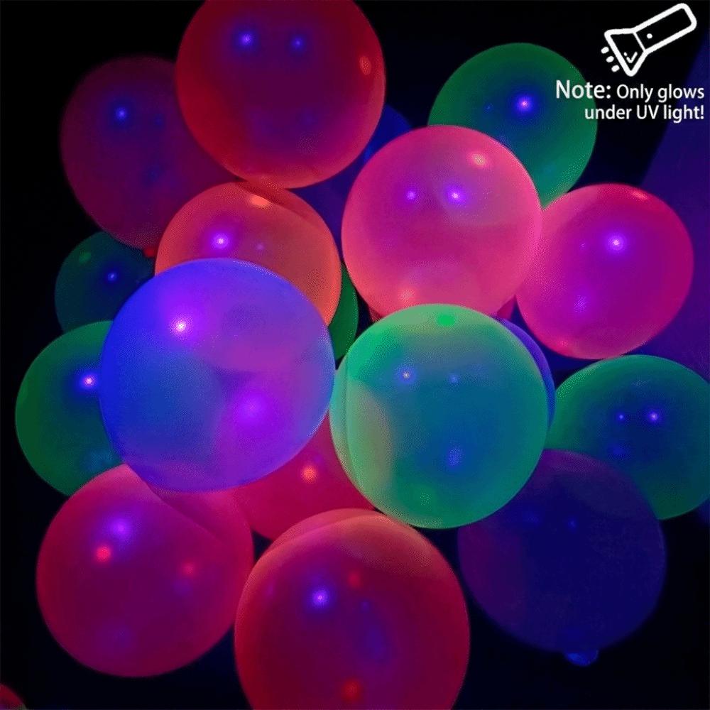 100Pcs Decorative Fluorescent Balloons 10/12in UV Balloons Luminous Balloons Graduations