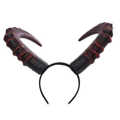Halloween Coiffe de Mouton Accessoire Corne Corne de Mouton Faite Main Bandeau Corne de Boeuf Noir Rouge Accessoire Bandeau Démon Maléfique Gothique Cosplay