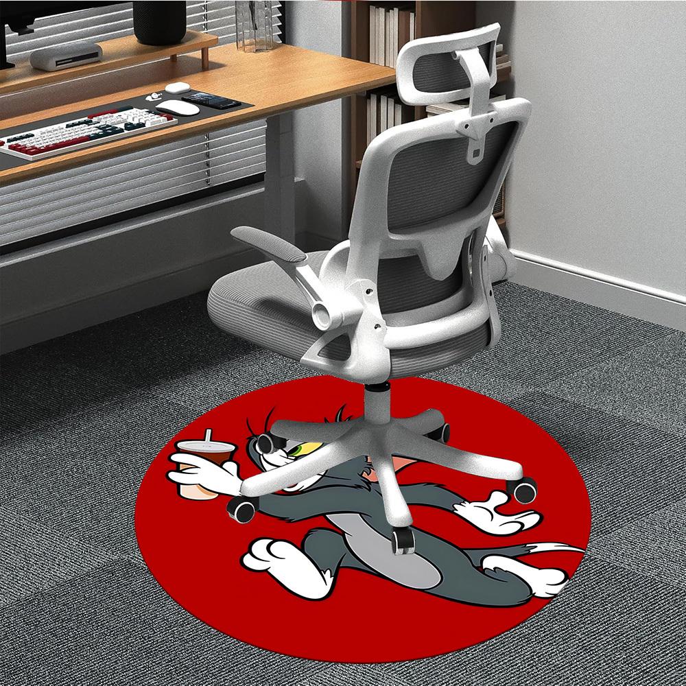 

1PC Tom Cat Office Round Rug, Non-slip, Soft and Durable Office Rug for Interior Decoration, Perfect for Office, Beautiful Decoration 80cm