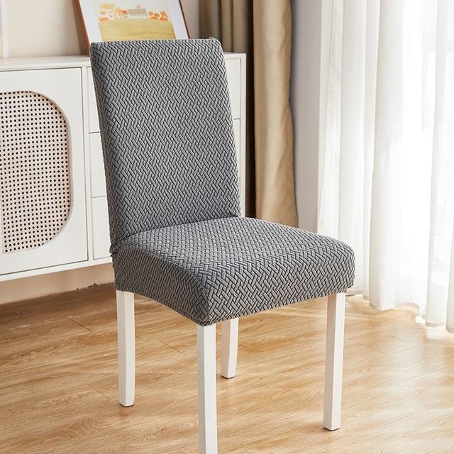 Coprisedia Jacquard Elastico Tinta Unita a Forma di T Coprisedile per Sedia da Sala da Pranzo Fodera Antiscivolo Per Cucina Ufficio Matrimonio Banchetto Casa