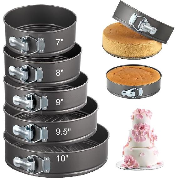 Springform Pan, 5PCS Cheesecake Pans with Removable Bottom, Non-stick Spring Form Pan for Cheesecake (Dark Gray, 7"-10")