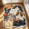 Lustiger Niedlicher Katzen-Druck Teppich Heimdekoration Atmosphärisches Schlafzimmer Nachttisch Plüsch Bodenmatte Weicher Flauschiger Waschbarer Teppich für Wohnzimmer
