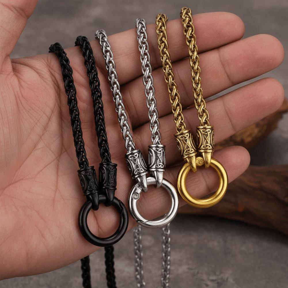 Collier Viking en Alliage de Zinc Fermoir Rond Ouvert Style Ethnique Choker Collier Chaîne Os de Dragon Rétro