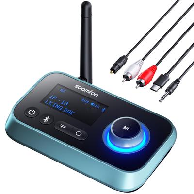 SOOMFON Bluetooth Transmitter and Bluetooth Audio Adapter with and Digital Simultaneous Connection of Two Low 30M Communication Compatible with and