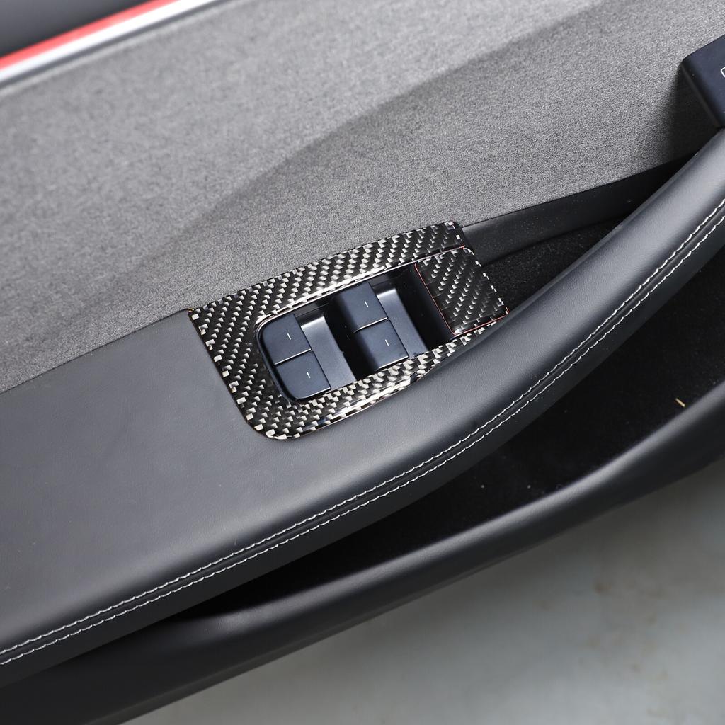 Carbon Fiber Window Lift Switch Button Trim Sticker For Tesla Model 3 23-24