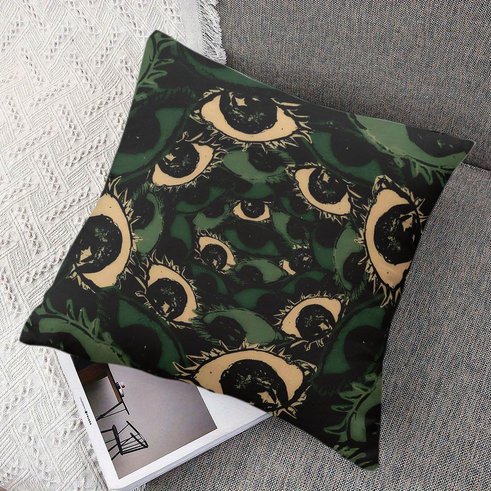 Olive Eye Square Jacquard Pillow Cover for Sofa Office Waist Cushion Cover Home Decorative Pillowcase