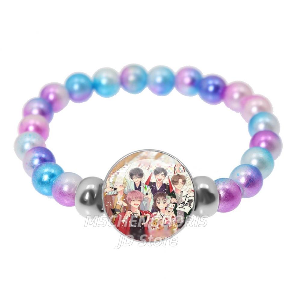 Tamon-kun Ima Docchi Anime Bracelet Fukuhara Tamon Anime Glass Cabochon Handmade Colorful Beads Bracelet Jewelry Charm Fans Gift