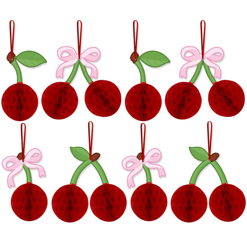 

Honeycomb Paper Shape 3d Cherry Hanging Ornament Birthday Prop Decoration
